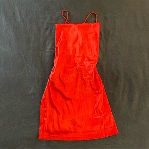 Fashion Nova Take Me Higher Satin Mini Dress - Red Size S